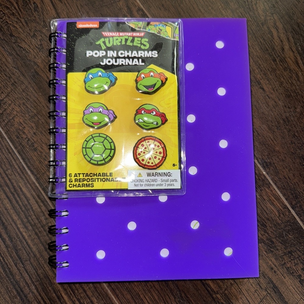 Teenage Mutant‎ Ninja Turtles Journal Notebook With Pop In Journal Charms NEW